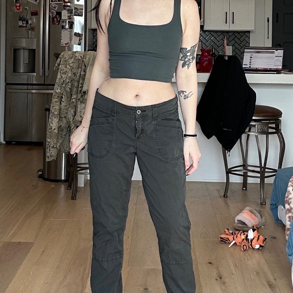 Supplies Y2K VINTAGE Charcoal Gray Soft Twill Low Rise Cargo Pants